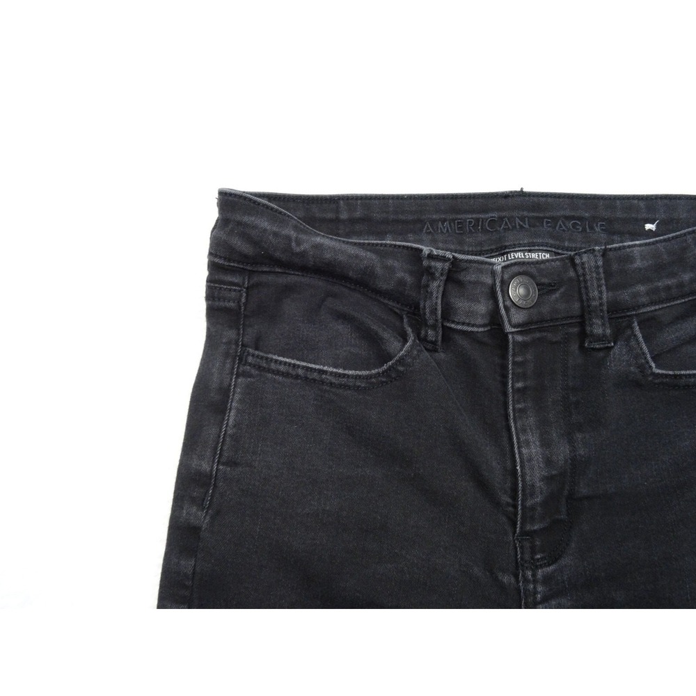 American Eagle Jeans Womens Size 8 Black High Rise Jegging Stretch Distressed - Picture 5 of 16